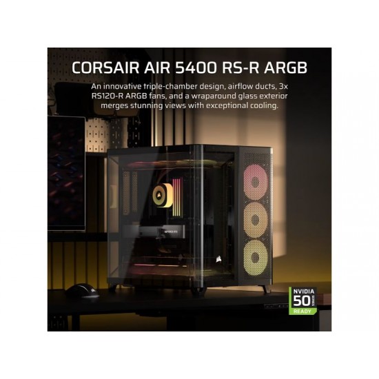 Corsair 5400 Air ARGB / Mid-Tower Case / Tempered Glass / ARGB Fans / Black – PN: CC-9011318-WW