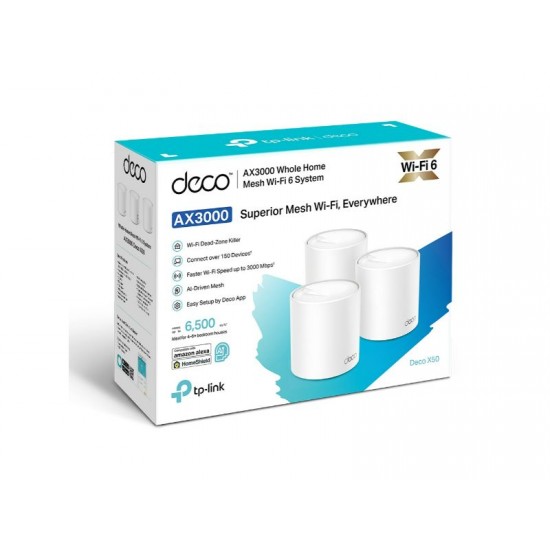TP-Link AX3000 Whole Home Mesh WiFi6 3? Gigabit Ports (3-pack) (Deco X50)