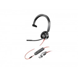 Poly Blackwire 3315 Monaural Microsoft Teams Certified USB-C Headset + 3.5mm Plug +USB-C/A Adapter (8X218AA)