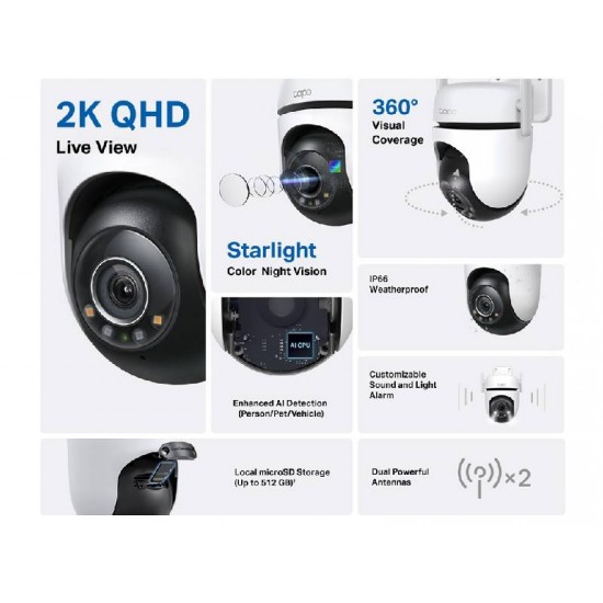 Tp-Link Outdoor Pan/Tilt Security Wi-F- Camera (Tapo C520WS)