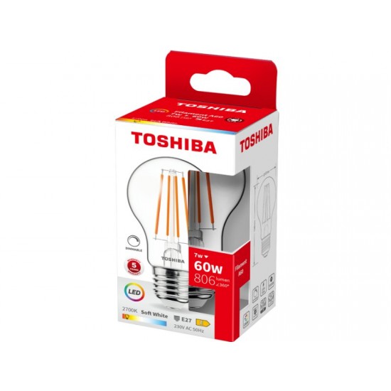 TOSHIBA LED FILAMENT A60 E27 7W 2700K DIMMABLE