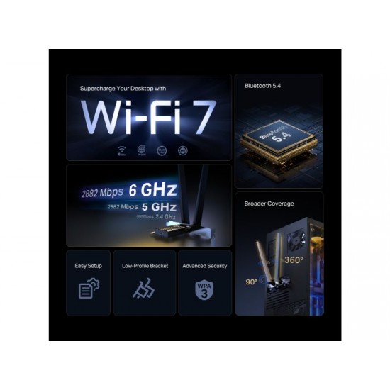 TP-Link BE6500 PCIe Adapter Wi-Fi 7 Bluetooth 5.4 (Archer TBE400E)
