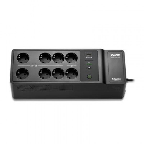 APC Back-UPS, 500VA/300W Floor/Wall Mount, 230V, 8x CEE 7/3 Schuko outlets, USB Type A Port, User Replaceable Battery