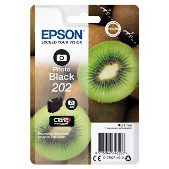 Epson Kiwi Singlepack Photo Black 202 Claria Premium Ink