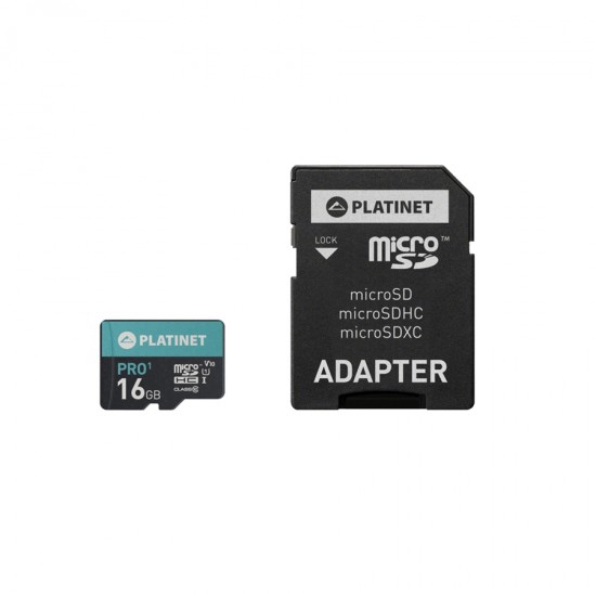 PLATINET microSDHC Secure digital + adapter SD 16GB CLASS 10 UI 70MB/s PMMSD16UI