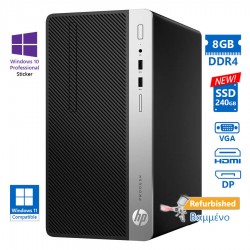 HP 400G6 Tower i5-8500/8GB DDR4/240GB SSD New/No ODD/10P Grade A+ Refurbished PC