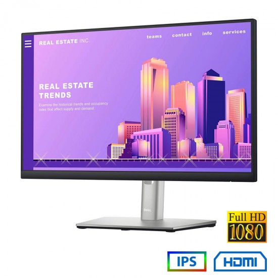 Used Monitor P2222H IPS LED/Dell/22”FHD/1920x1080/Wide/Silver/Black/D-SUB & DP & HDMI &  USB HUB 3.0