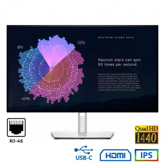 Used Monitor U2722DE IPS/Dell/27``QHD/2560x1440/Wide/Silver/Black/DP & HDMI & USB Type-C & RJ-45 & U