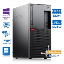Lenovo M920t Tower i7-8700/16GB DDR4/512GB M.2 SSD/No ODD/10P Grade A+ Refurbished PC
