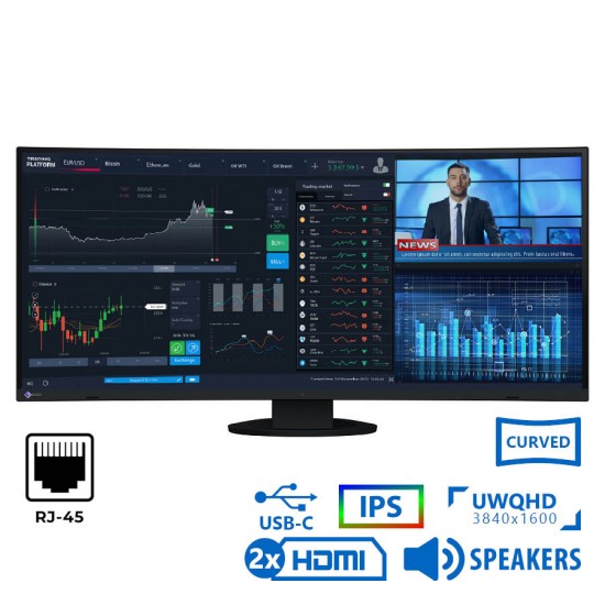 Used Monitor EV3895 Ultrawide Curved IPS/Eizo/37.5``UW-QHD/3840x1600/Black/w/Speakers/DP & 2x HDMI &