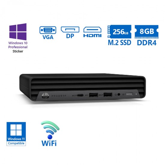 HP ProDesk 400G6 DM WiFi i5-10500T/8GB DDR4/256GB M.2 SSD/No ODD/10P Grade A Refurbished PC