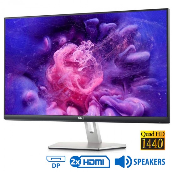 Used (A-) Monitor S2721D Q-LED/Dell/27``QHD/2560x1440/Wide/White/Black/w/Speakers/Grade A-/DP & 2x H