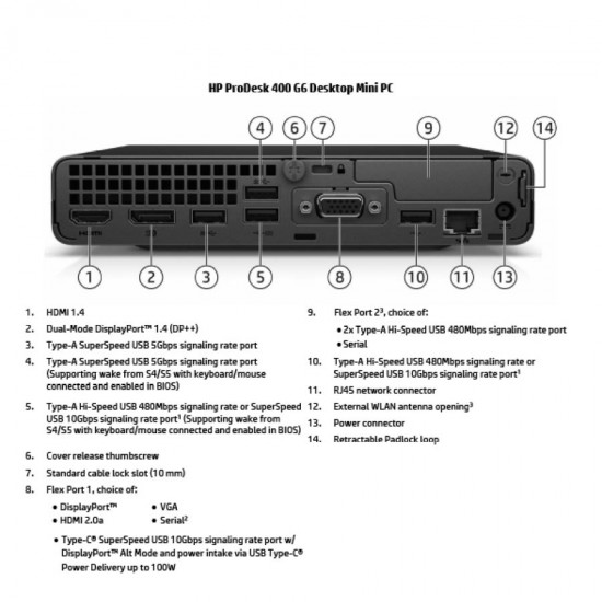 HP ProDesk 400G6 DM WiFi i5-10500T/8GB DDR4/256GB SSD/No ODD/10P Grade A Refurbished PC