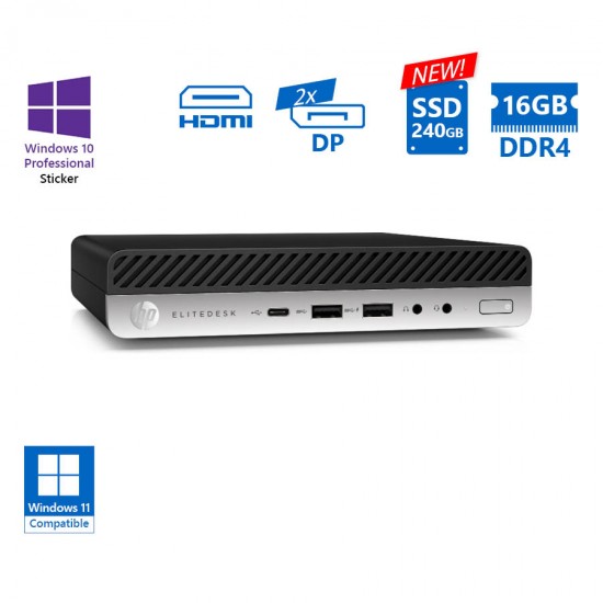 HP EliteDesk 800G4 DM i7-8700/16GB DDR4/240GB SSD New/No ODD/10P Grade A Refurbished PC