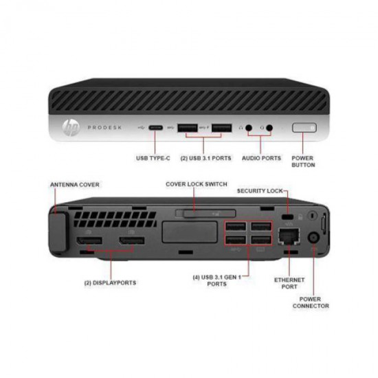HP EliteDesk 800G3 DM i5-7500T/8GB DDR4/256GB SSD/No ODD/10P Grade A Refurbished PC