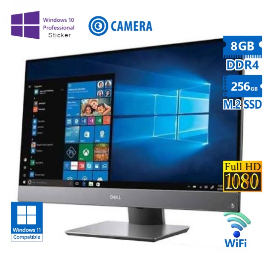 Dell (B) OptiPlex 7460 WiFi AIO w/Monitor 23”FHD i5-8500/8GB DDR4/256GB M.2 SSD/No ODD/Webcam/10P Gr