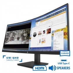Used Monitor P34HC G4 Curved/HP/34``UW-QHD/3440x1440/Wide/Black/w/Speakers/DP & HDMI & USB Type-C &