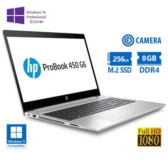 HP ProBook 450 G6 i5-8265U/15.6``FHD/8GB DDR4/256GB M.2 SSD/No ODD/Camera/10P Grade A Refurbished La