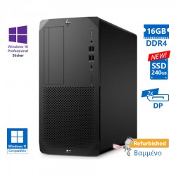 HP Z2 G5 Tower i7-10700K/16GB DDR4/240GB SSD New/DVD/10P Grade A+ Workstation Refurbished PC