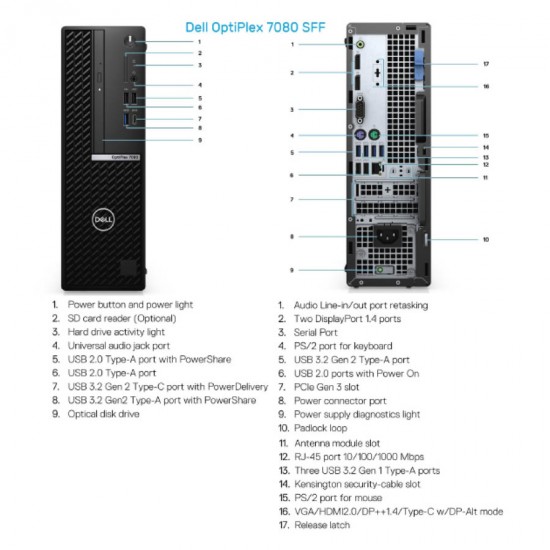 Dell 7080 SFF i5-10500/8GB DDR4/256GB M.2 SSD/No ODD/10P Grade A+ Refurbished PC