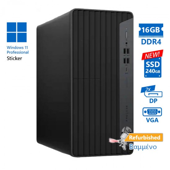 HP EliteDesk 800G6 Tower i3-10100/16GB DDR4/240GB SSD New/No ODD/11P Grade A+ Refurbished PC