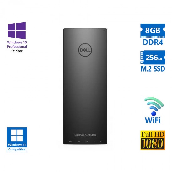 Dell Optiplex 7070 Ultra AIO WiFi w/Monitor U2419HC 24”FHD/i5-8365U/8GB DDR4/256GB M.2 SSD/No ODD/10