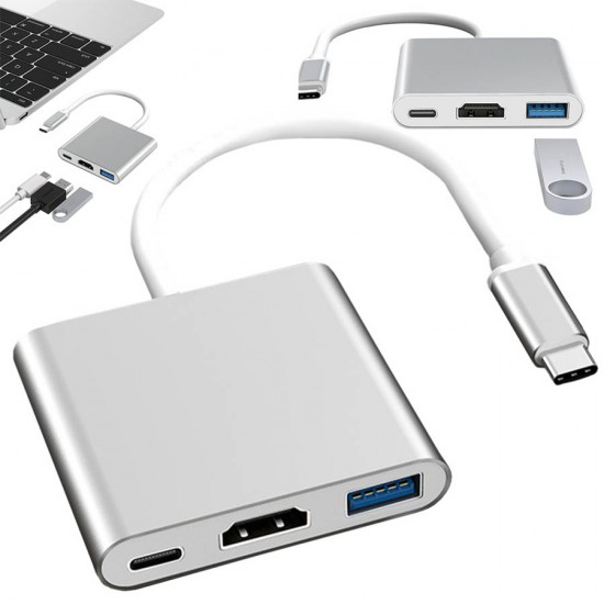 Adaptor USB Type-C 3 in 1/USB 3.0/HDMI/Type-C 3W1