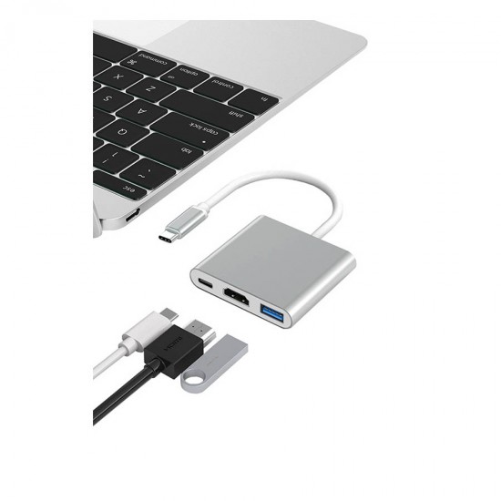 Adaptor USB Type-C 3 in 1/USB 3.0/HDMI/Type-C 3W1