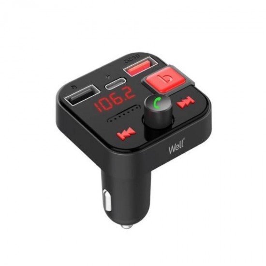 Well Car Mp3 Fm Transmitter με λειτουργία Hands-Free FMTRANS-BT-SNAPPY-WL