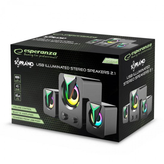 Ηχείο LED 2.1 Channel Soprano Μαύρο EGS107