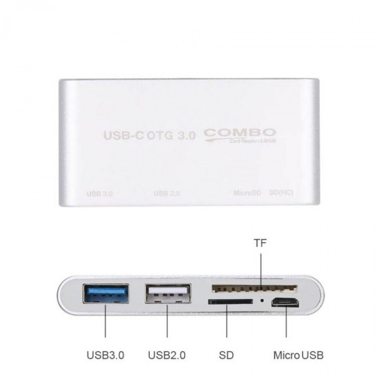 Adaptor OTG USB Type-C σε 1xUSB 3.0, 1xUSB 2.0 και Card Reader MicroSD/SDHC w/Micro USB Combo C284