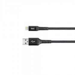 Καλώδιο USB 2.0 σε Lightning Φόρτισης - Data 1m 2.4A Μαύρο Well CABLE-USB/LIGHT-1BK05-WL