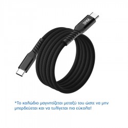 Καλώδιο Type-C σε USB-C Φόρτισης - Data Magnetic 1m 3A 60W Μαύρο Well CABLE-USBC/USBC-1BK07-WL