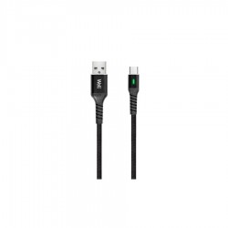Καλώδιο 3A USB 2.0 σε Type-C Φόρτισης - Data με ένδειξη φόρτισης 1m Μαύρο Well CABLE-USB/USBC-1BK04-