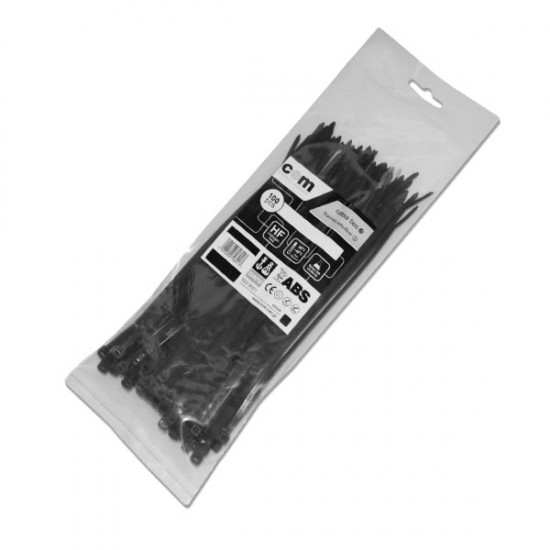 Δεματικά καλωδίων  Μαύρα 9.0 x 710mm 100τεμ/Συσκ COM
