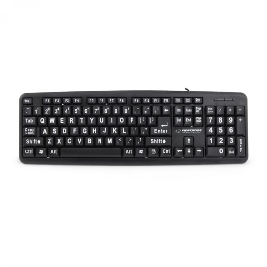 Πληκτρολόγιο USB με μεγάλους χαρακτήρες Μαύρο EK129