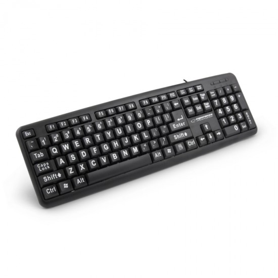 Πληκτρολόγιο USB με μεγάλους χαρακτήρες Μαύρο EK129