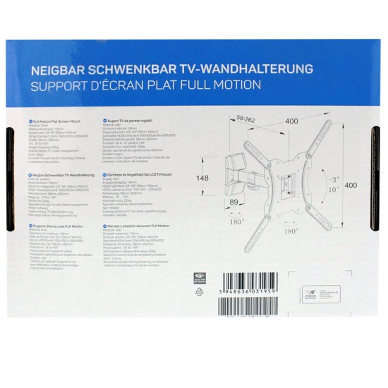 Βάση TV Well 23\\"- 55\\" με μονό βραχίωνα Ρυθμιζόμενη TVS-LCD-SW155-WL