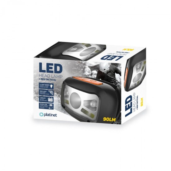 Φακός κεφαλής LED 3W 90LM Επαναφορτιζόμενος Platinet PHL2882