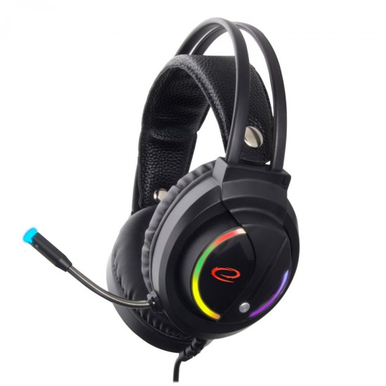Nightshade Ακουστικό με μικρόφωνο gaming Μαύρο με φωτισμό RGB EGH470