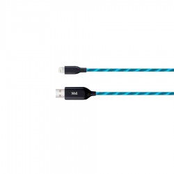 Καλώδιο 3A USB 2.0 σε Lightning Φόρτισης - Data 1m  Μπλε Φωτιζόμενο Well USB/LIGHT-1BE03-WL