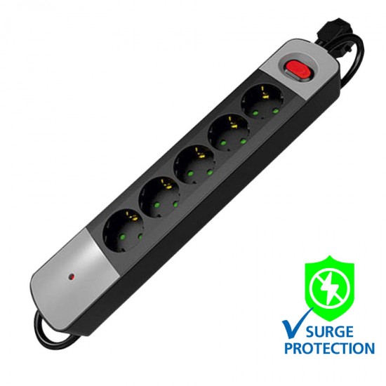 Πολύπριζο 5 θέσεων  1.5m με προστασία COM