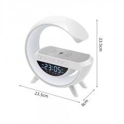 RGB LED φωτιστικό με ασύρματη φόρτιση, LCD Dispaly, Bluetooth Speaker, FM Radio, USB, AUX, Alarm LXG