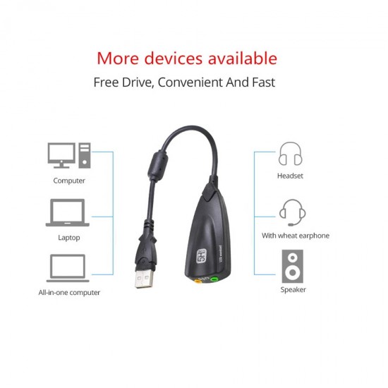 Εξωτερική κάρτα ήχου 7.1 USB  to Jack 3.5mm  (PC/MAC/Linux) 5Hv2