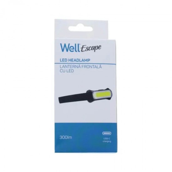 Well Επαναφορτιζόμενος Φακός Κεφαλής LED 300lumens IPX4 USB-C Escape TORCH-ESCAPE-WL