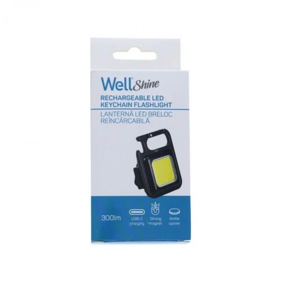 Well Επαναφορτιζόμενος Φακός LED 300LM IPX4 μαύρος USB-C Shine TORCH-SHINE-WL