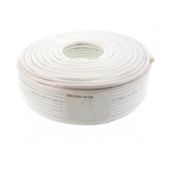 Καλώδιο ομοαξωνικό 100m, 6.5mm, CX-015LC, 75R λευκό Well RG6-CCS/AL-100-CHR