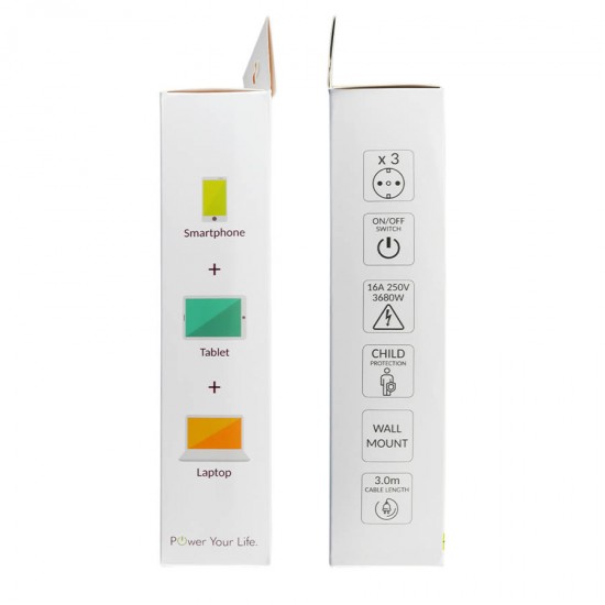 Πολύπριζα 3θ Με Διακόπτη 3M,3g1,5 λευκό LS-330W LIME