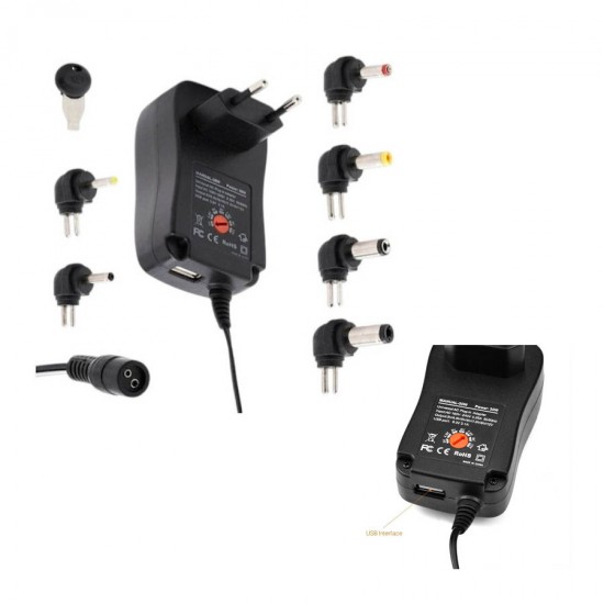 2100mA 3-12V Switching 30W + USB 5V Τροφοδοτικό AC/DC
