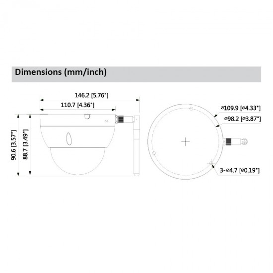 DAHUA IP Dome Κάμερα 3MP IPC-HDBW1320E-W